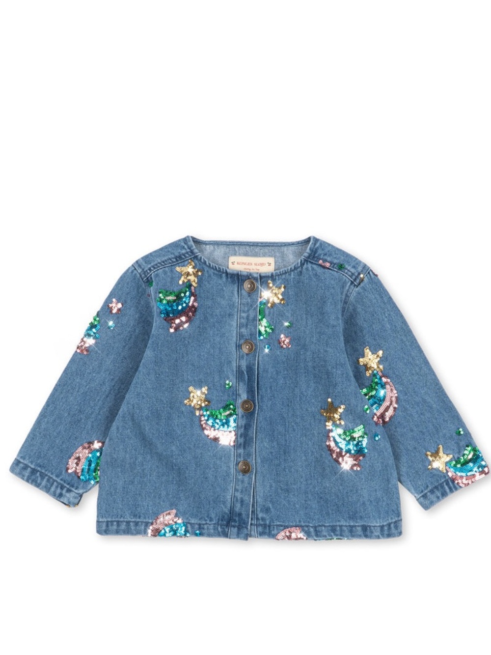 🆕 Konges Slojd magot sequin denim jacket - Rainbow Star - size 2Y